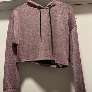 Forever 21 Pink Sparkly Crop Hoodie